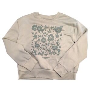Bearpaw Women L Sage Green Puff Print Botanical Crewneck Sweatshirt Cottage Core